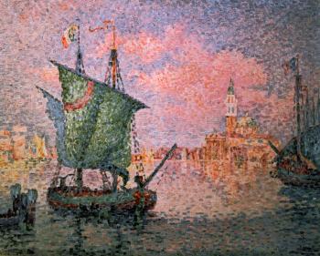 (image for) Handmade oil painting Copy paintings of famous artists Paul Signac's painting, Venice - The Pink Cloud